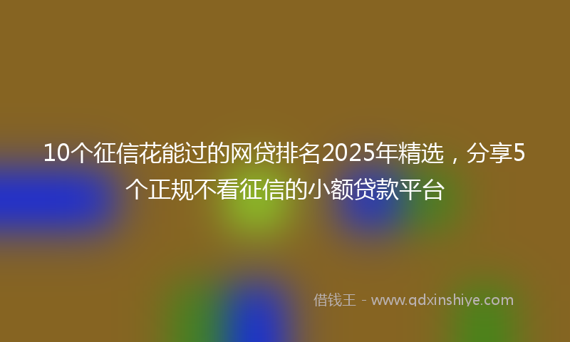 10个征信花能过的网贷排名2025年精选，分享5个正规不看征信的小额贷款平台