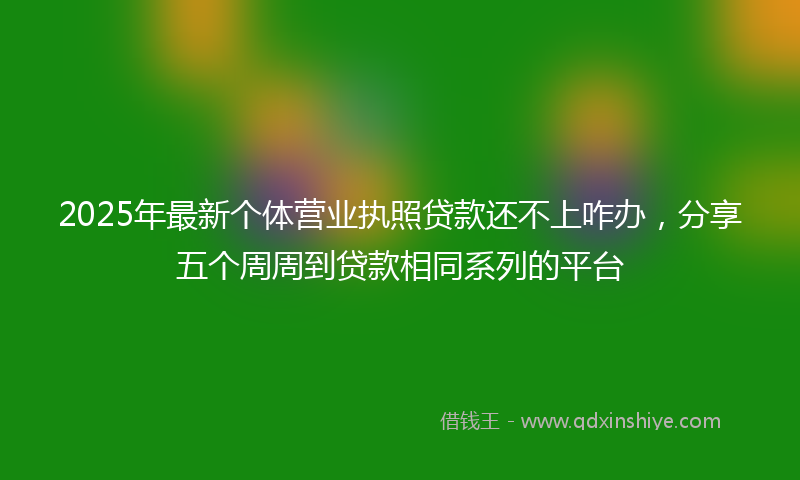 2025年最新个体营业执照贷款还不上咋办，分享五个周周到贷款相同系列的平台