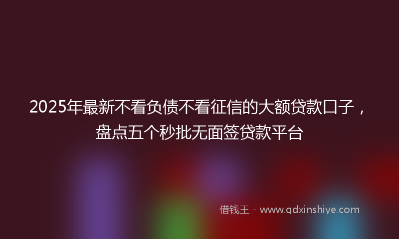 2025年最新不看负债不看征信的大额贷款口子，盘点五个秒批无面签贷款平台