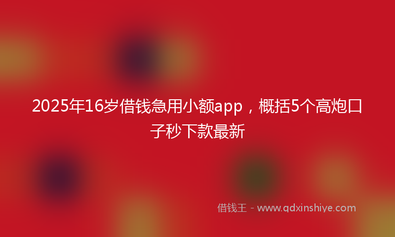 2025年16岁借钱急用小额app，概括5个高炮口子秒下款最新