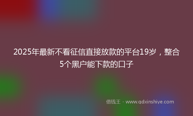 2025年最新不看征信直接放款的平台19岁，整合5个黑户能下款的口子