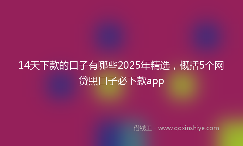 14天下款的口子有哪些2025年精选，概括5个网贷黑口子必下款app