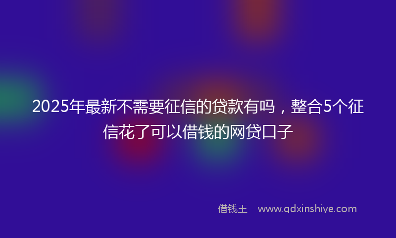 2025年最新不需要征信的贷款有吗，整合5个征信花了可以借钱的网贷口子