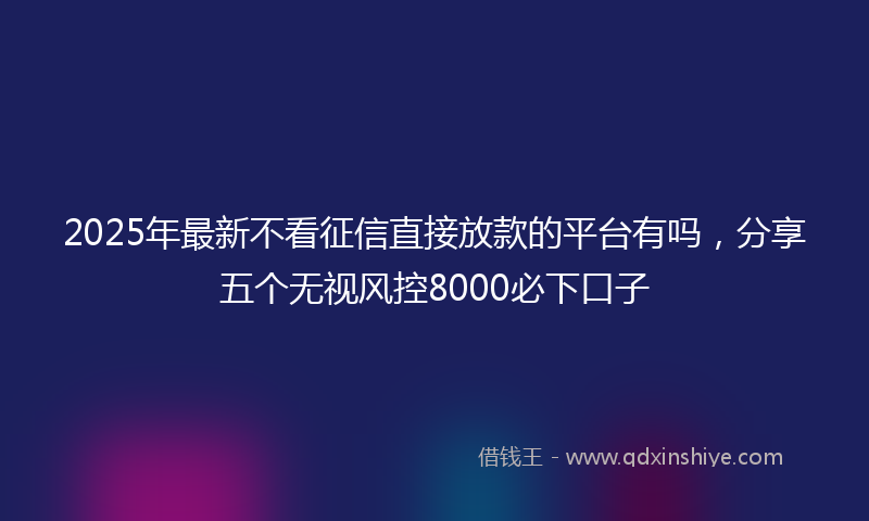 2025年最新不看征信直接放款的平台有吗，分享五个无视风控8000必下口子