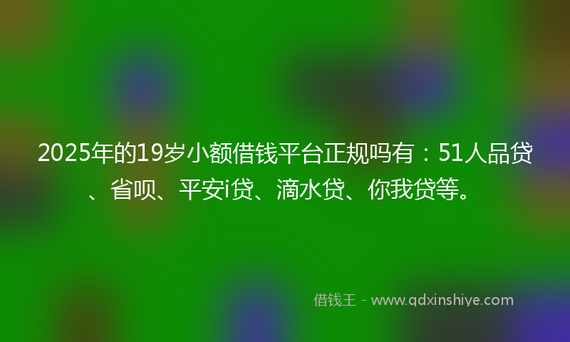 2025年的19岁小额借钱平台正规吗有：51人品贷、省呗、平安i贷、滴水贷、你我贷等。