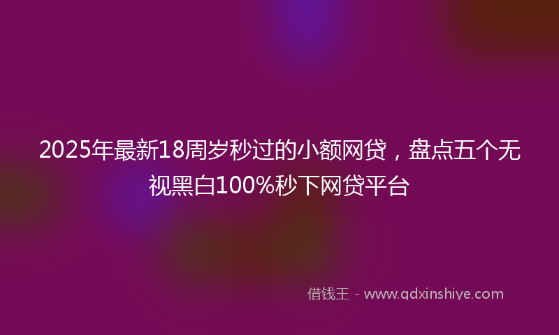 2025年最新18周岁秒过的小额网贷，盘点五个无视黑白100%秒下网贷平台