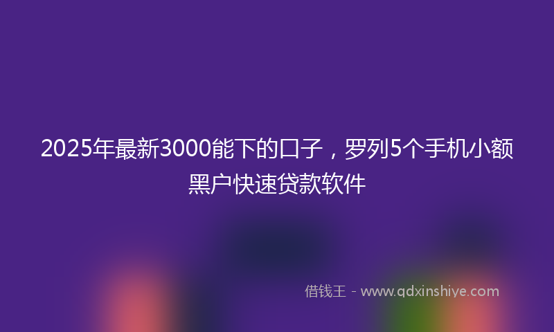 2025年最新3000能下的口子，罗列5个手机小额黑户快速贷款软件