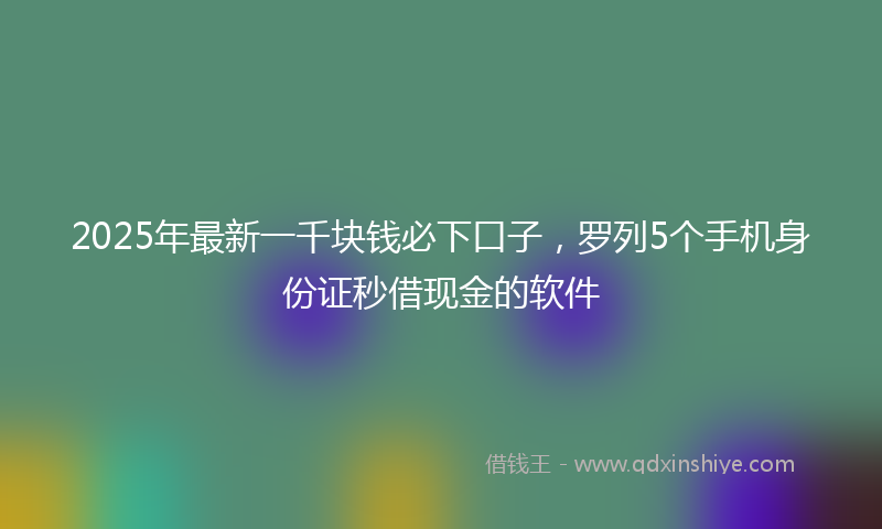 2025年最新一千块钱必下口子，罗列5个手机身份证秒借现金的软件