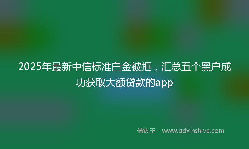 2025年最新中信标准白金被拒，汇总五个黑户成功获取大额贷款的app