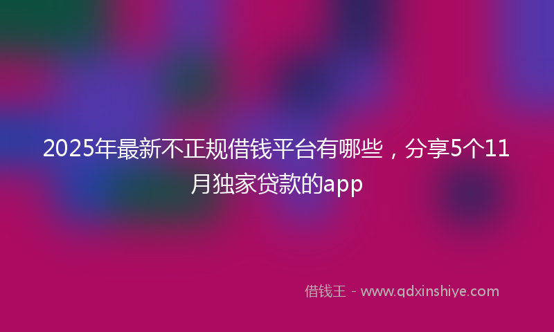 2025年最新不正规借钱平台有哪些，分享5个11月独家贷款的app