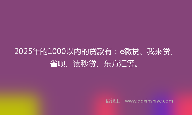 2025年的1000以内的贷款有：e微贷、我来贷、省呗、读秒贷、东方汇等。