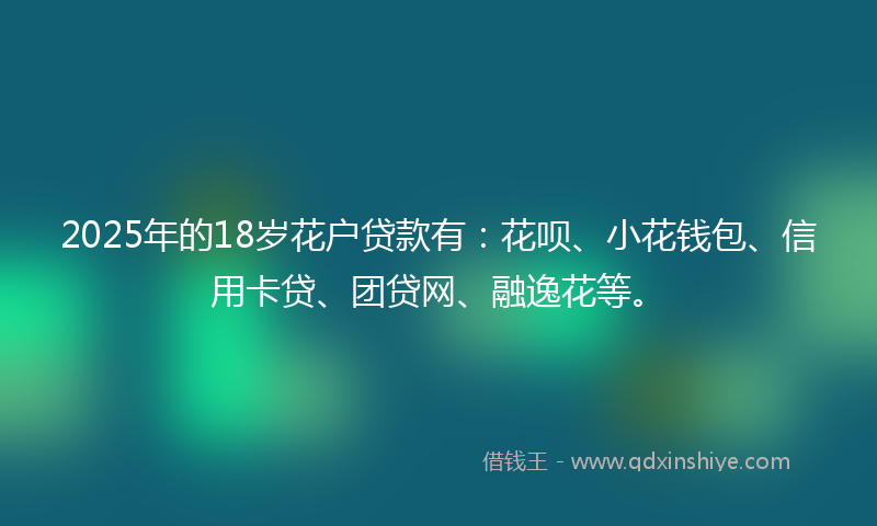 2025年的18岁花户贷款有：花呗、小花钱包、信用卡贷、团贷网、融逸花等。