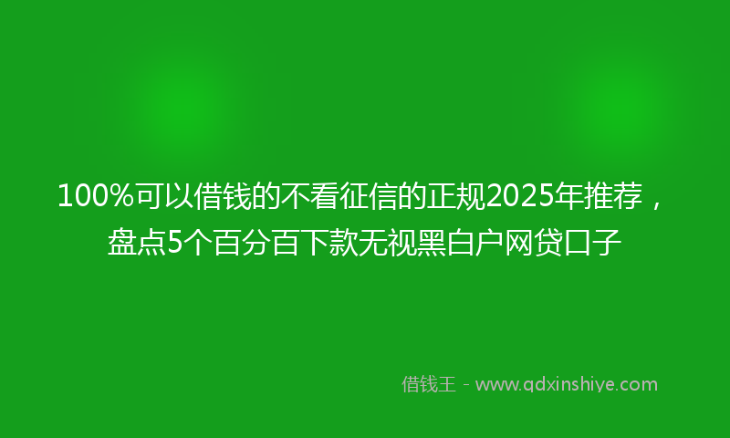 100%可以借钱的不看征信的正规2025年推荐，盘点5个百分百下款无视黑白户网贷口子