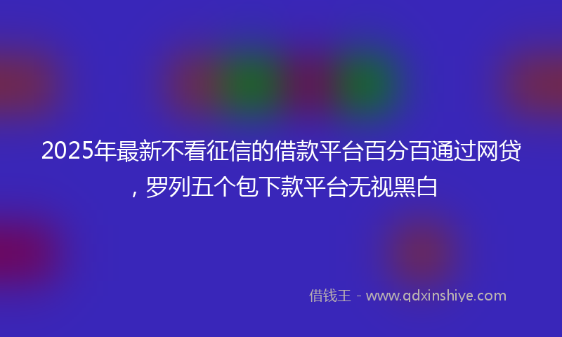 2025年最新不看征信的借款平台百分百通过网贷，罗列五个包下款平台无视黑白