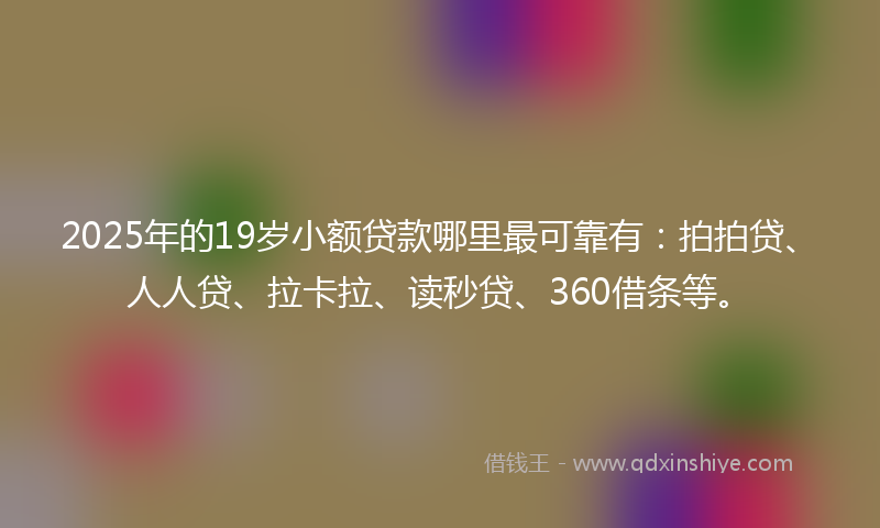 2025年的19岁小额贷款哪里最可靠有：拍拍贷、人人贷、拉卡拉、读秒贷、360借条等。