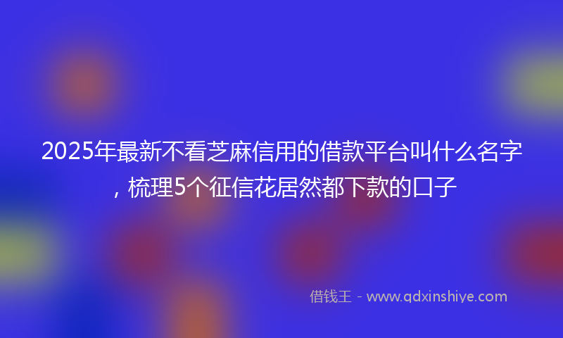 2025年最新不看芝麻信用的借款平台叫什么名字，梳理5个征信花居然都下款的口子