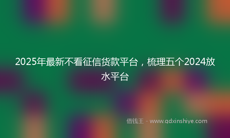 2025年最新不看征信货款平台，梳理五个2024放水平台