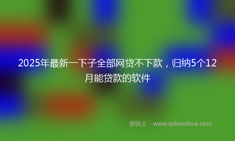 2025年最新一下子全部网贷不下款，归纳5个12月能贷款的软件