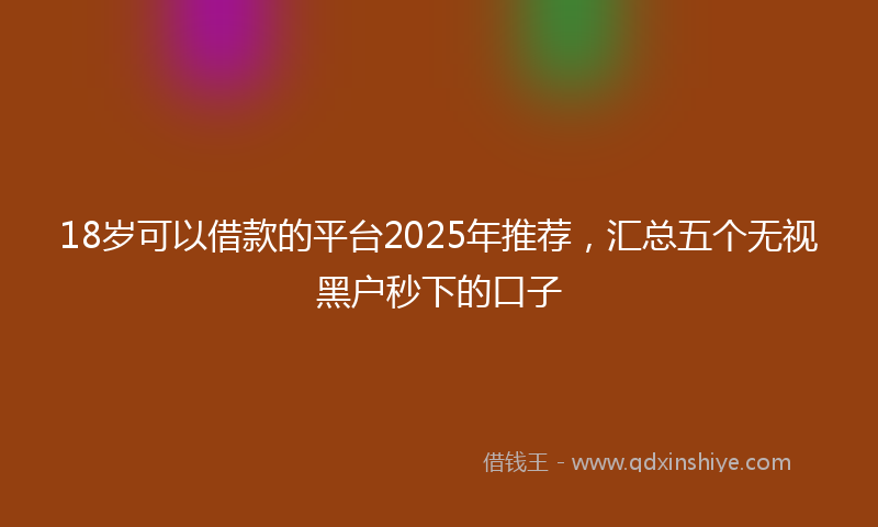 18岁可以借款的平台2025年推荐，汇总五个无视黑户秒下的口子