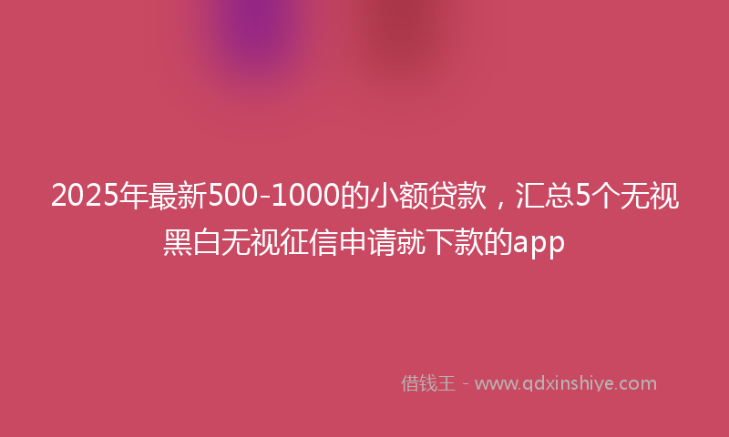 2025年最新500-1000的小额贷款，汇总5个无视黑白无视征信申请就下款的app