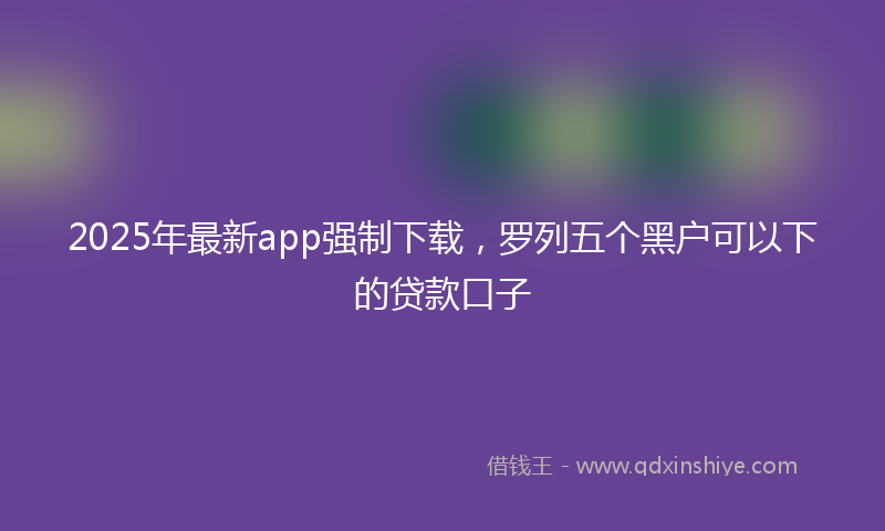 2025年最新app强制下载，罗列五个黑户可以下的贷款口子