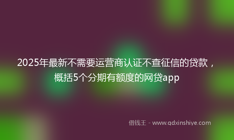 2025年最新不需要运营商认证不查征信的贷款，概括5个分期有额度的网贷app