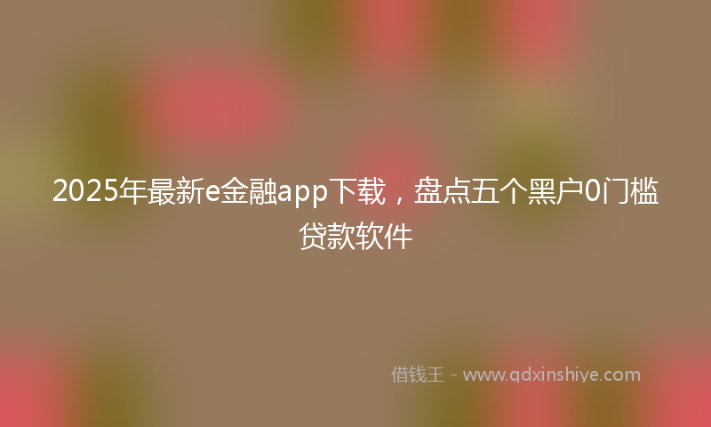 2025年最新e金融app下载，盘点五个黑户0门槛贷款软件