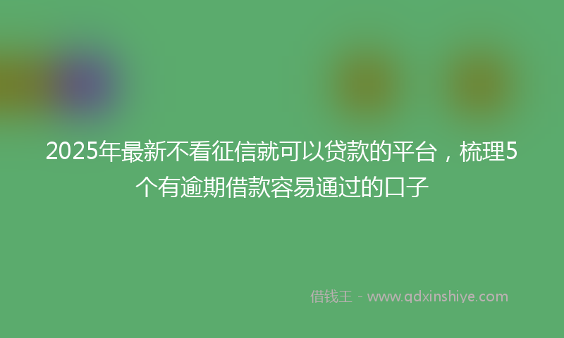 2025年最新不看征信就可以贷款的平台，梳理5个有逾期借款容易通过的口子