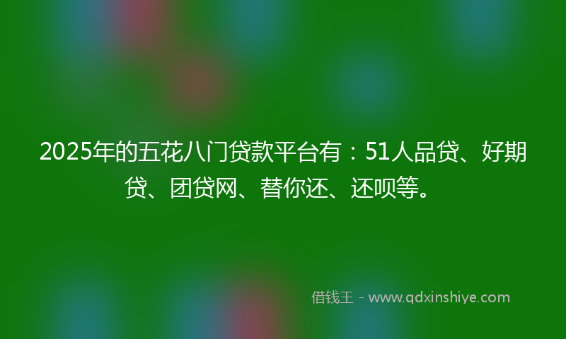 2025年的五花八门贷款平台有：51人品贷、好期贷、团贷网、替你还、还呗等。
