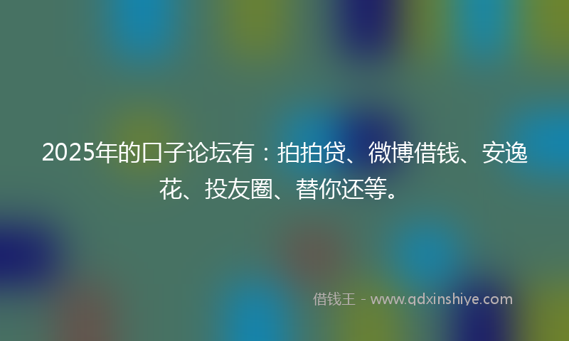 2025年的口子论坛有：拍拍贷、微博借钱、安逸花、投友圈、替你还等。