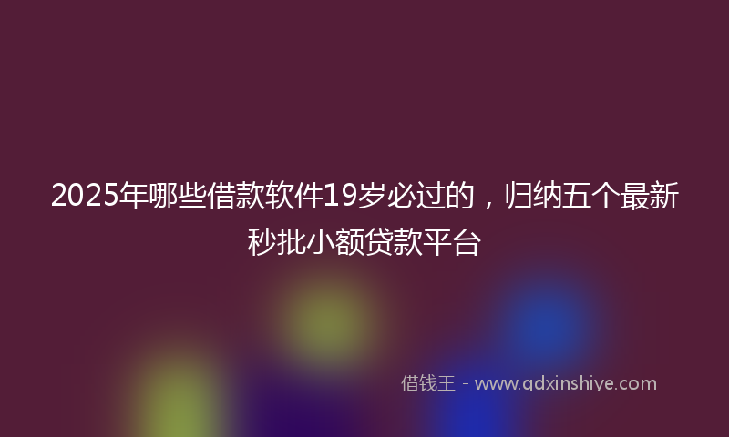 2025年哪些借款软件19岁必过的，归纳五个最新秒批小额贷款平台