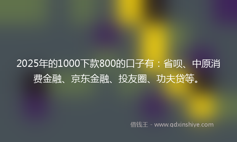 2025年的1000下款800的口子有：省呗、中原消费金融、京东金融、投友圈、功夫贷等。