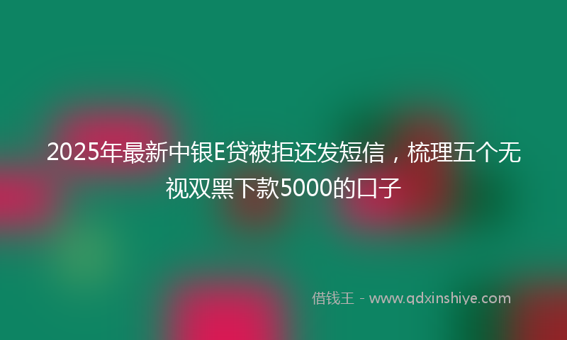 2025年最新中银E贷被拒还发短信，梳理五个无视双黑下款5000的口子