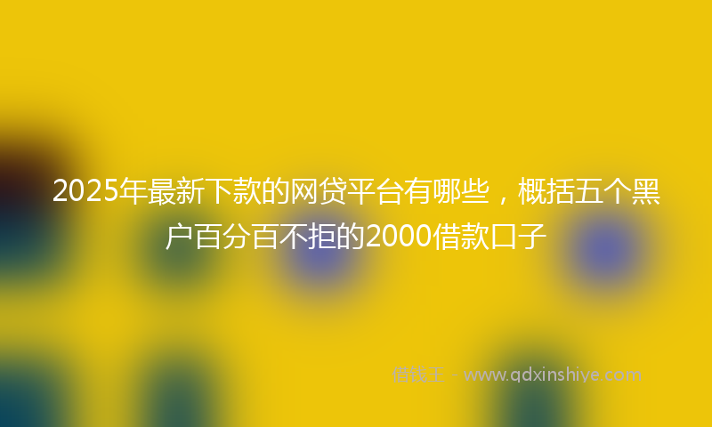 2025年最新下款的网贷平台有哪些，概括五个黑户百分百不拒的2000借款口子