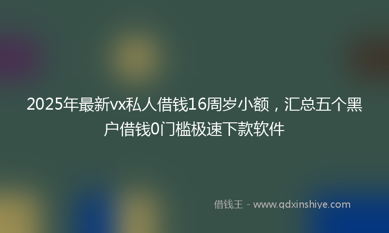 2025年最新vx私人借钱16周岁小额，汇总五个黑户借钱0门槛极速下款软件