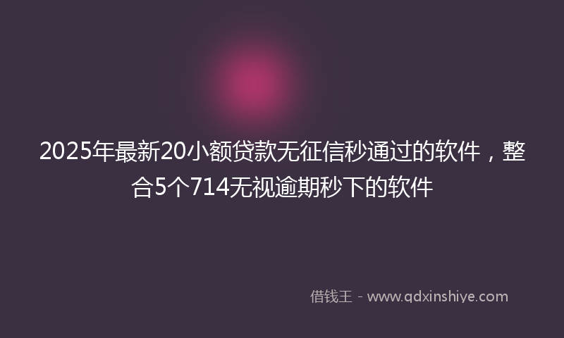 2025年最新20小额贷款无征信秒通过的软件，整合5个714无视逾期秒下的软件