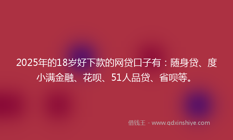 2025年的18岁好下款的网贷口子有：随身贷、度小满金融、花呗、51人品贷、省呗等。