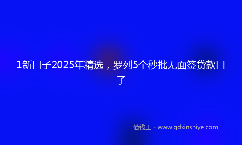 1新口子2025年精选，罗列5个秒批无面签贷款口子