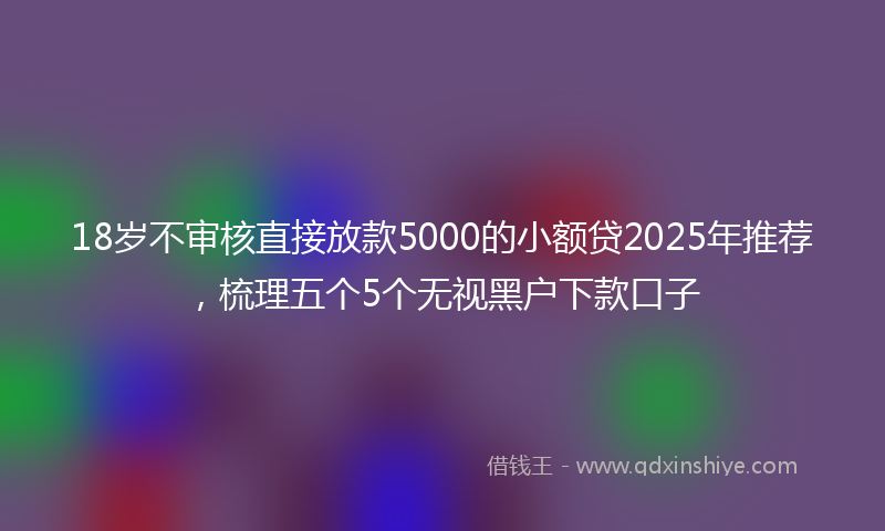 18岁不审核直接放款5000的小额贷2025年推荐，梳理五个5个无视黑户下款口子