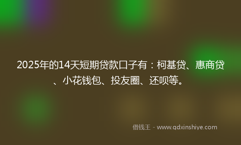 2025年的14天短期贷款口子有：柯基贷、惠商贷、小花钱包、投友圈、还呗等。