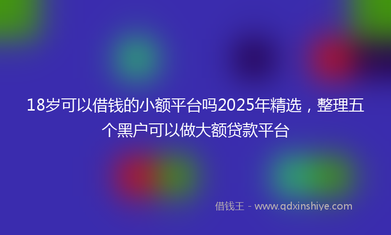 18岁可以借钱的小额平台吗2025年精选，整理五个黑户可以做大额贷款平台