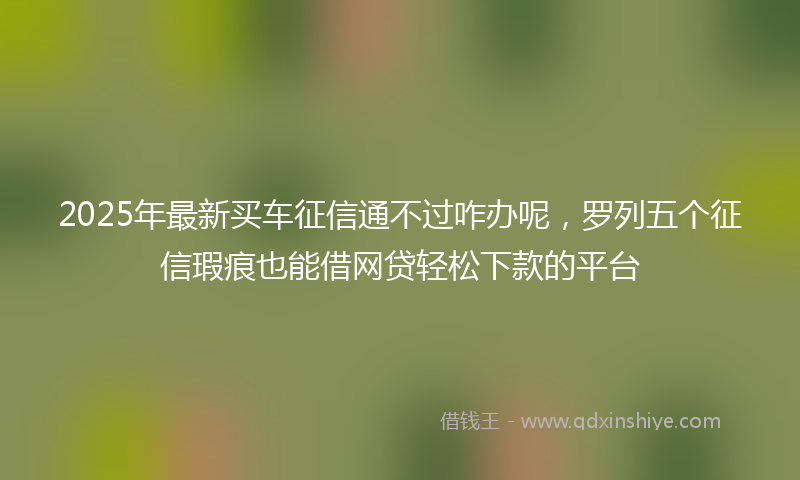 2025年最新买车征信通不过咋办呢，罗列五个征信瑕疵也能借网贷轻松下款的平台
