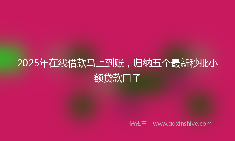 2025年在线借款马上到账，归纳五个最新秒批小额贷款口子
