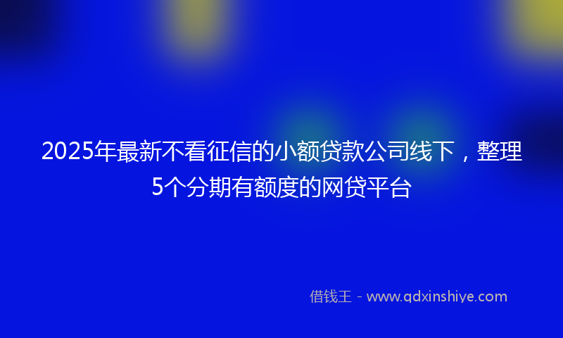 2025年最新不看征信的小额贷款公司线下，整理5个分期有额度的网贷平台