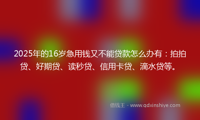 2025年的16岁急用钱又不能贷款怎么办有：拍拍贷、好期贷、读秒贷、信用卡贷、滴水贷等。