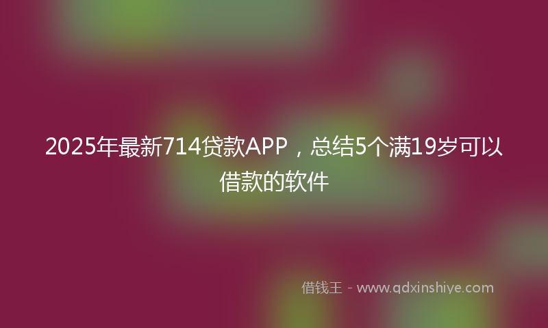 2025年最新714贷款APP，总结5个满19岁可以借款的软件