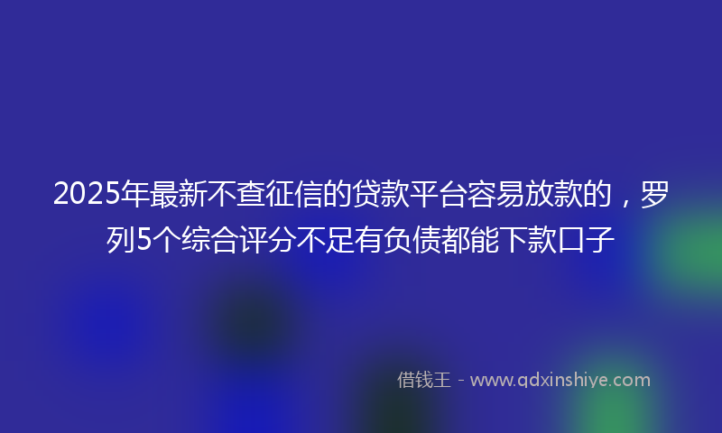 2025年最新不查征信的贷款平台容易放款的，罗列5个综合评分不足有负债都能下款口子