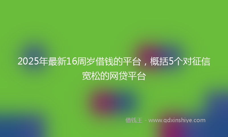 2025年最新16周岁借钱的平台，概括5个对征信宽松的网贷平台