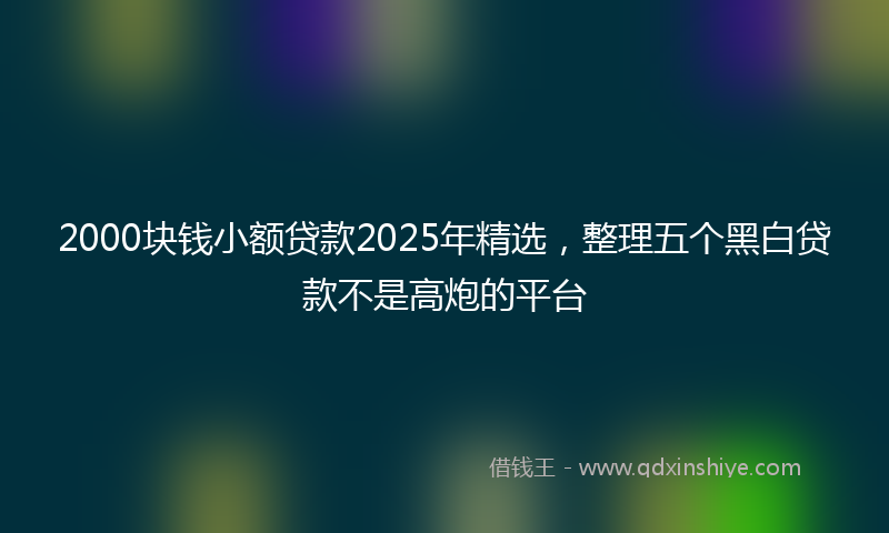 2000块钱小额贷款2025年精选，整理五个黑白贷款不是高炮的平台
