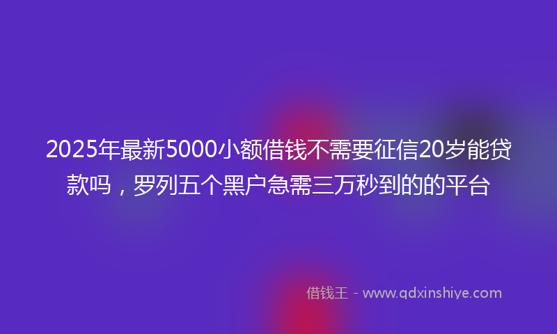 2025年最新5000小额借钱不需要征信20岁能贷款吗，罗列五个黑户急需三万秒到的的平台